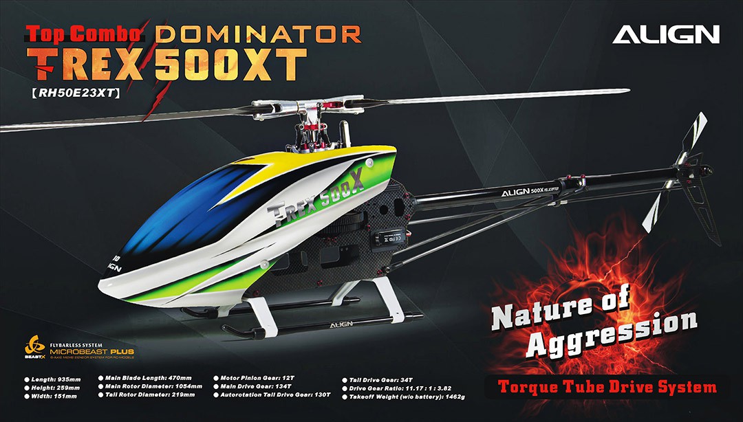 Align T Rex 500xt Dominator Top Combo Mb Plus Rc Helicopter Rh50e23x