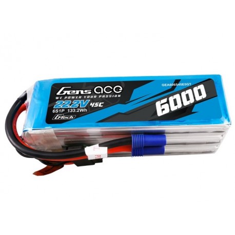 GENS ACE 6000 mAh 6S1P 45C G-Tech LiPo Flight Battery Pack