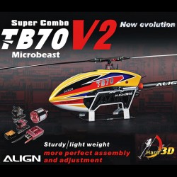 Hélicoptère radio commandé électrique moteur brushless Lipo Align T-Rex TB70 V2 Super Combo Microbeast (RH70E59X)